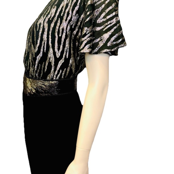 Vintage 80s Disco Metallic Silver & Black Striped Jumpsuit  Sz Small - Picture 14 of 14